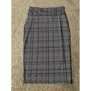Women’s Size Small Arabella Black White & Plaid Pencil Skirt